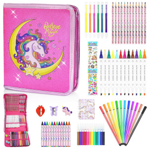 Uhdod Gifts For Girls 73 Pcs Coloring Markers Set With Cute Pencil Case School Supplies For Girls Markers Set Art Supplies With