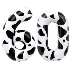 40 Inch Cow Print 60 Number Balloons Big Giant Jumbo Large Number 60 Foil Mylar Balloons For Women Men 60Th Birthday Party Suppl