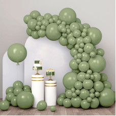 Rubfac 110Pcs Sage Green Balloons Latex Balloons Different Sizes 18 12 10 5 Inch Olive Green Party Balloon Kit For Birthday Part