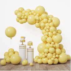 Rubfac 110Pcs Pastel Yellow Balloons Different Sizes 18 12 10 5 Inches Light Yellow Balloons For Happy Birthday Wedding Annivers