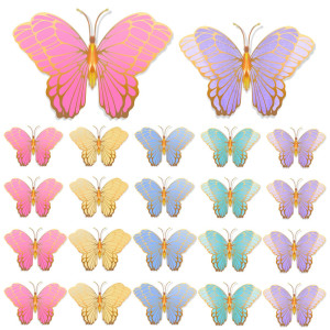 Wettarn 20 Pcs Butterfly Centerpieces For Tables Butterfly Party Decorations 3D Golden Butterfly Table Toppers Centerpiece For G