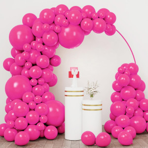 Rubfac 154Pcs Hot Pink Balloons Different Sizes 18 12 10 5 Inches For Garland Arch Premium Hot Pink Latex Balloons For Birthday