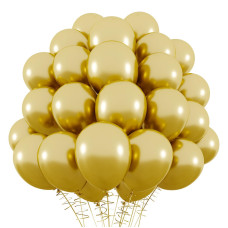 Rubfac Metallic Gold Balloons 110Pcs 12 Inch Metallic Gold Balloons And Ribbon Thick Latex Balloons For Birthday Wedding Baby S