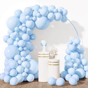 Rubfac 154Pcs Pastel Blue Balloons Different Sizes 18 12 10 5 Inches For Garland Arch Premium Pastel Blue Latex Balloons For Bi