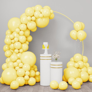 Rubfac 96Pcs Pastel Yellow Balloons Different Sizes 18 12 10 5 Inches Light Yellow Balloons For Happy Birthday Wedding Anniversa