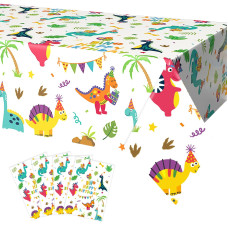 Funhot Dinosaur Tablecloths 4 Pcs Colorful Dinosaur Table Covers 54 X 108 Inch Rectangle Dinosaur Print Tablecloths For Kids B