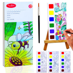 Yxotjhs Water Color Paint Sets For Kids Pocket Watercolor Painting Book Watercolor Coloring Books For Kids Ages 48 Mess Free