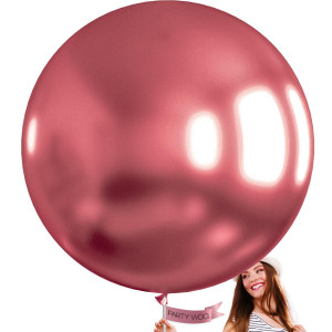 Partywoo Metallic Pink Large Balloons 4 Pcs 36 Inch Balloons Metallic Dark Pink Big Balloons Metallic Pink Giant Balloons Ju