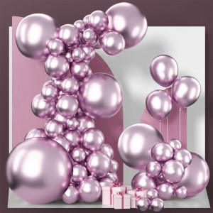 Partywoo Metallic Pinkish Purple Balloons 100 Pcs Metallic Pink Balloons Different Sizes Pack Of 36 Inch 18 Inch 12 Inch 10 Inc