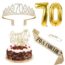 Agqrdkrc 70 Birthday Decorations For Women 70Th Birthday Gifts For Women Gold Include 70Th Birthday Crown Birthday Queen Sash W