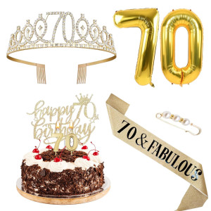 Agqrdkrc 70 Birthday Decorations For Women 70Th Birthday Gifts For Women Gold Include 70Th Birthday Crown Birthday Queen Sash W