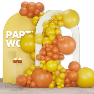 Partywoo Boho Yellow And Orange Balloons 140 Pcs Burnt Orange Balloons And Mustard Yellow Balloons Different Sizes Pack Of 18 I