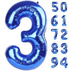 Navy Blue 3 Balloon Number Balloon 40 Inch 3Rd Three Year Old Birthday Deco Blue Party Supplies For Party Decorations Number