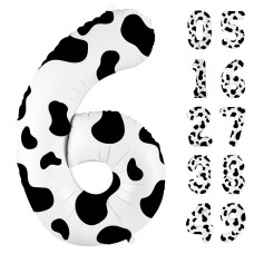 Sinbee Cow Print 40 Inch Balloon Number 6 For Birthday Decorations Reusable Unisex Childrens Party Decor