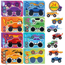 24 Sheets Monster Truck Sticker Monster Truck Party Favor Monster Truck Make Your Own Stickers Cartoon Truck Car Makeaface S