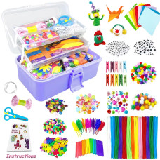 Vlusso Arts And Crafts Supplies For Kids Diy Craft Kits Art Supplies Materials Kids Crafts Set With Pipe Cleaners Craft Box Pres