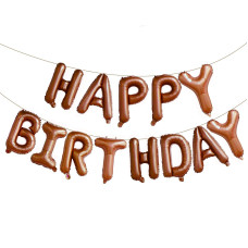 Brown Happy Birthday Balloons Banner 16 Inch Mylar Foil Letters Sign Reusable Balloons For Women Men Boys Girls Birthday Dec