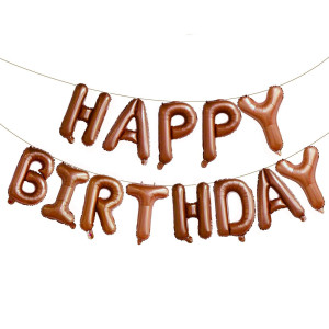 Brown Happy Birthday Balloons Banner 16 Inch Mylar Foil Letters Sign Reusable Balloons For Women Men Boys Girls Birthday Dec