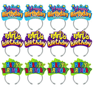 Kkbes 24 Pack Birthday Hats For Kids Paper Birthday Hats Happy Birthday Headbands For Adult Birthday Party Supplies 3 Patter