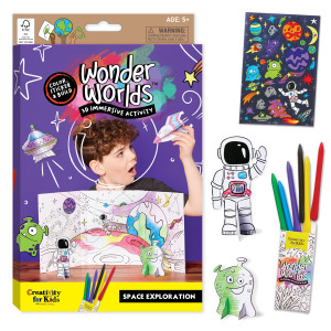 Creativity For Kids Wonder Worlds 3D Coloring Craft Kit Outer Space Exploration Space Coloring Kit For Boys And Girls Ages 6