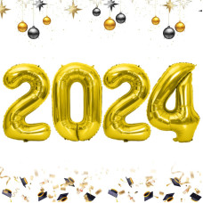 Foil 2024 Balloons 40 Inch Gold Number 2024 Balloons 2024 New Year Decorations Large 2024 Number Balloons Gold 2024 Party Bal