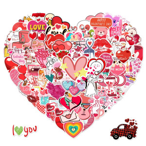 Xzentira 100Pcs Valentines Day Stickers Love Stickers Waterproof Vinyl Stickers For Water Bottle Laptop Gifts Skateboard