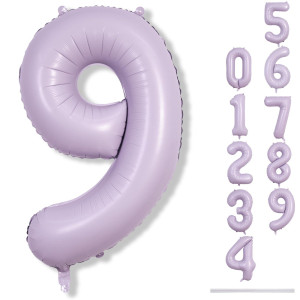 Dusty Pastel Purple Number 9 Balloons 40 Inch Large Light Purple Foil Number Balloons Set 09 For Girls Globos De Numero 9 Hel