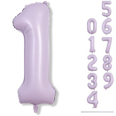 40 Inch Light Purple Number 1 Balloon For 1St Birthday Decoration Large Pastel Purple Mylar Foil Number Balloons 09 For Girls