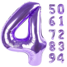 Purple 4 Balloon Number Balloon 40 Inch 4Th Purple And White Party Decorations Four Large Numbers For Party Decor Number 4 B