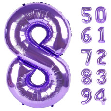 Purple 8 Balloon Number Balloon 40 Inch Purple Birthday Decorations 8 18 28 38 80 Birthday Balloons 8Th Purple Party Supplie