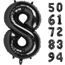 8 Balloon Black Number Balloon 40 Inch Black Birthday Decorations 8 18 28 38 80 Birthday Balloons 8Th Black Party Supplies