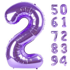 Purple 2 Balloon Number Balloon 40 Inch Two Balloon Number Birthday Decorations Second 2Nd Birthday Party Supplies Number 2