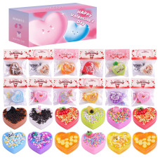 24 Pack Valentines Day Gifts Slime Hearts For Kids Classroom Party Gifts Exchange Valentines Cards For Valentine Party Favor