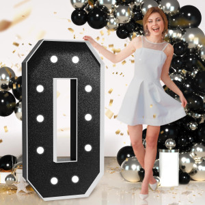 Imprsv Marquee Numbers Black Birthday Decorations Large 4 Feet Tall Light Up Numbers 50Th 30Th 40Th Party Decor Big Mosaic Card