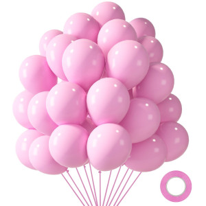 Lovestown 110Pcs Light Pink Latex Balloons 12 Inch Pastel Pink Helium Balloons Party Balloons Arch With Ribbon For Engagement B