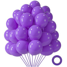 Lovestown 110Pcs Purple Latex Balloons 12 Inch Dark Purple Helium Round Balloons With Ribbon For Engagement Birthday Baby Shower