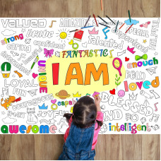 Naozinebi Positive Affirmations Coloring Poster For Kids Giant Coloring Poster Large Positive Coloring Tablecloth Jumbo Coloring