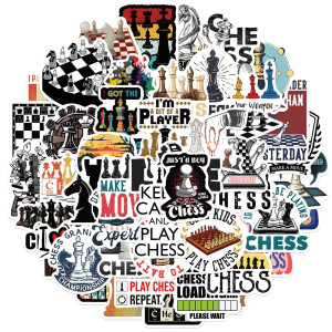 50 Pcs Chess Stickers Chess Decorations Funny Game Vinyl Stickers For Laptop Scrapbook Water Bottle Phone Gifts For Chess Playe