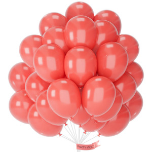 Partywoo Coral Red Balloons 50 Pcs 12 Inch Light Red Balloons Coral Balloons For Balloon Garland Or Balloon Arch As Party Deco