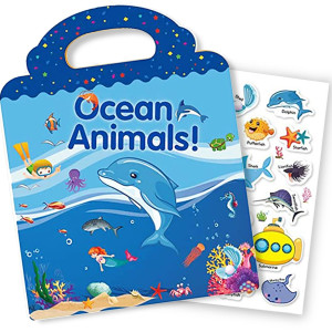 Reusable Sticker Book For Kids Ocean Stickers Educational Learning Toys Travel Stickers Activity Books For Toddler Girls Boys A