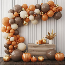 Partywoo Boho Brown And Orange Balloons 140 Pcs Boho Brown White Sand Orange Balloons Different Sizes Pack Of 18 Inch 12 Inch 1