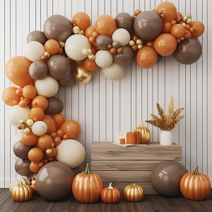 Partywoo Boho Brown And Orange Balloons 140 Pcs Boho Brown White Sand Orange Balloons Different Sizes Pack Of 18 Inch 12 Inch 1