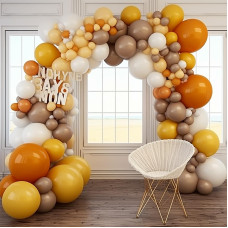 Partywoo Boho Brown And Yellow Balloons 140 Pcs Boho Brown Yellow Orange Balloons Different Sizes Pack Of 18 Inch 12 Inch 10 In