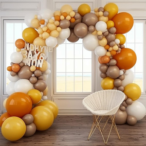 Partywoo Boho Brown And Yellow Balloons 140 Pcs Boho Brown Yellow Orange Balloons Different Sizes Pack Of 18 Inch 12 Inch 10 In