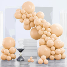 Partywoo Nude Balloons 120 Pcs Boho Apricot Balloons Different Sizes Pack Of 18 Inch 12 Inch 10 Inch 5 Inch For Beige Balloon G