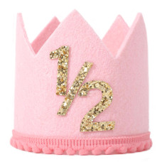 Syesql Half Birthday Crown 12 Birthday Hat For Baby Girlsboys Gold Pink