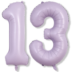 Number Balloons 13 Pastel Purple 40 Inch Lavender Mylar Foil Number 1 3 Balloons For Girls 13Th Birthday Balloons Large Ligh