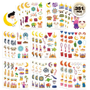 351Pcs Eid Mubarak Theme Stickers For Kids Ramadan Kareem And Eid Stickers Sheets Holy Kaaba Quran Ramadan Decoratio