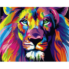 Jingzhouyang Paint By Numbers For Kids Adults Beginner Painting Gift Kits L 16 W 20 Colorful Lion Painting Kits