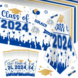 Graduation Decorations Class Of 2024 Tablecloth 3 Pcs Plastic Congrats Grad Table Cloth Graduation Table Cover For Graduation